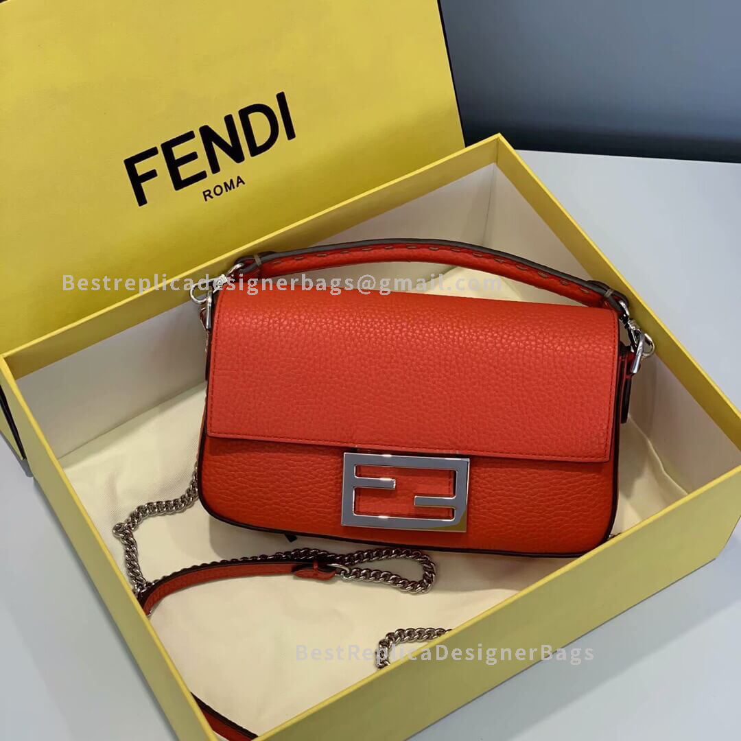 Fendi Baguette Mini Red Leather Bag SHW 306S